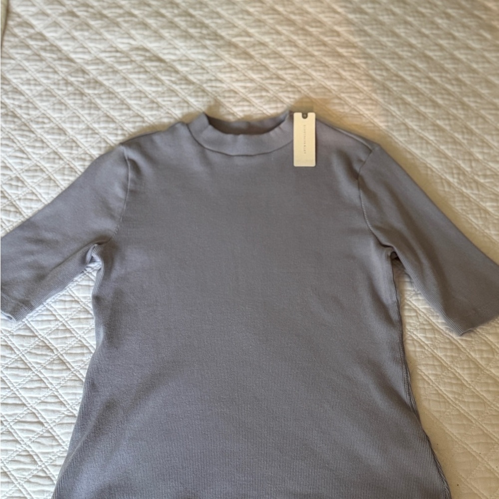 Anthropologie Gray Short Sleeve Ribbed Tee